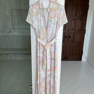 Elegant DMN Pastel Paisley Maxi Shirtdress sz 34